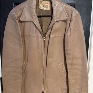 VTG Men's Tan Leather Worn Bomber Jacket - 40